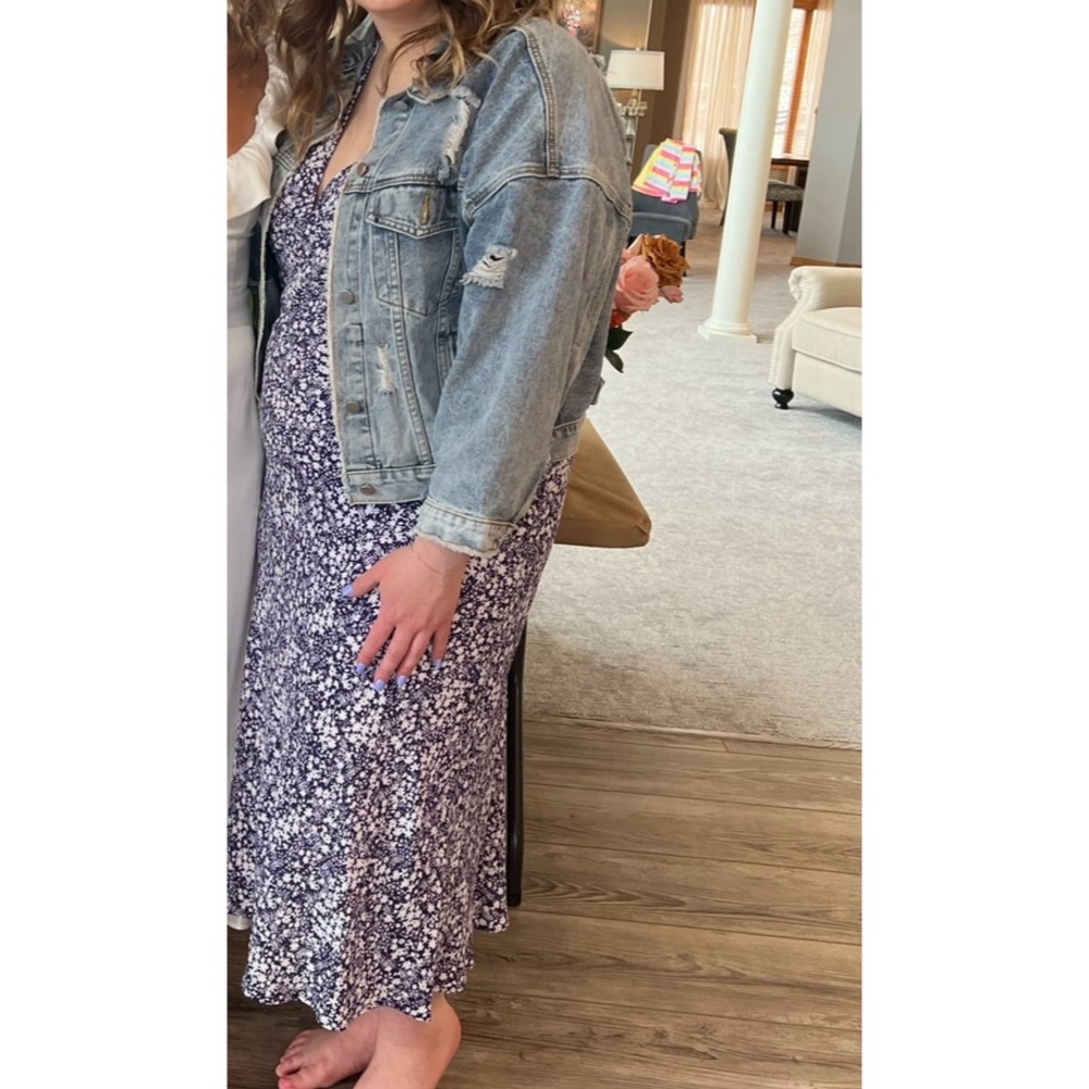 A New Day Purple And White Floral Midi Dress